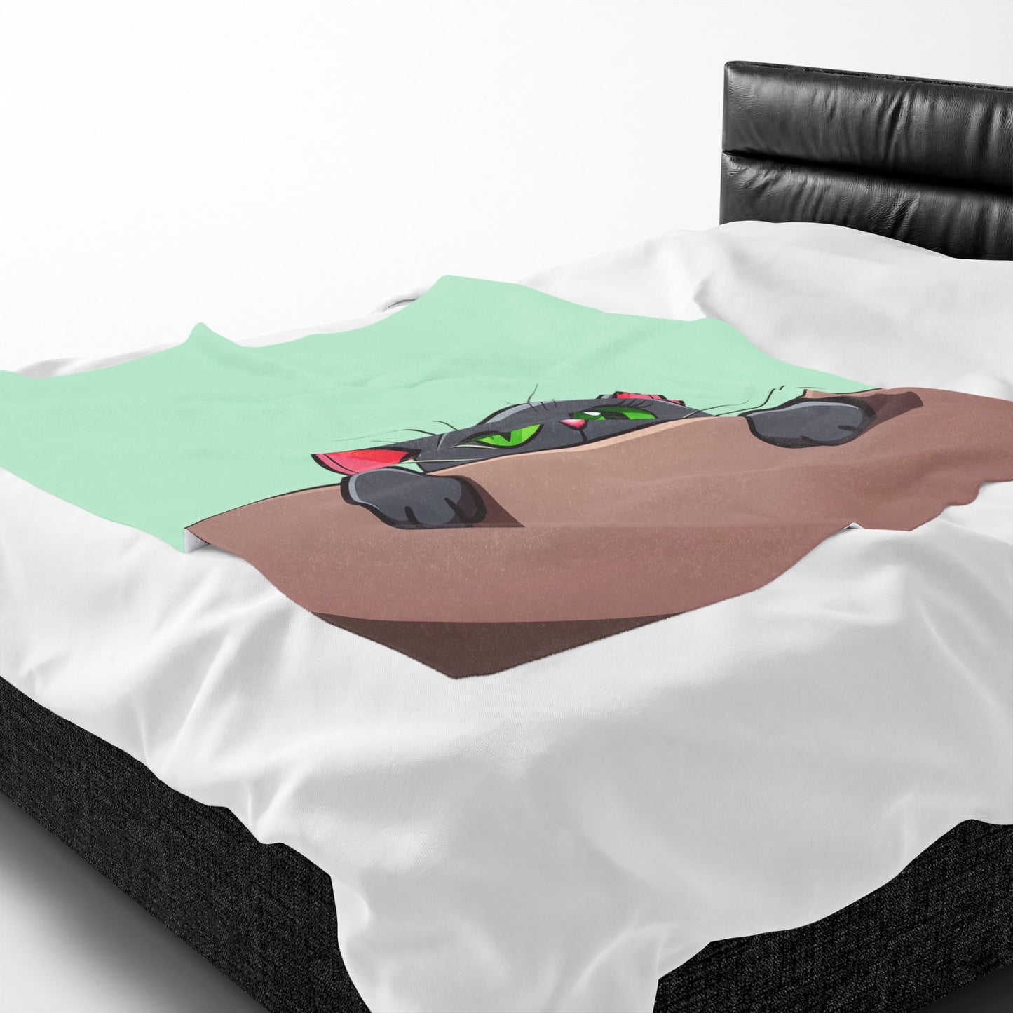 Peek-a-Boo Black Cat Plush Blanket