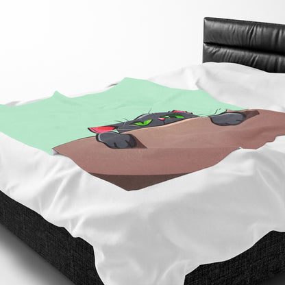 Peek-a-Boo Black Cat Plush Blanket