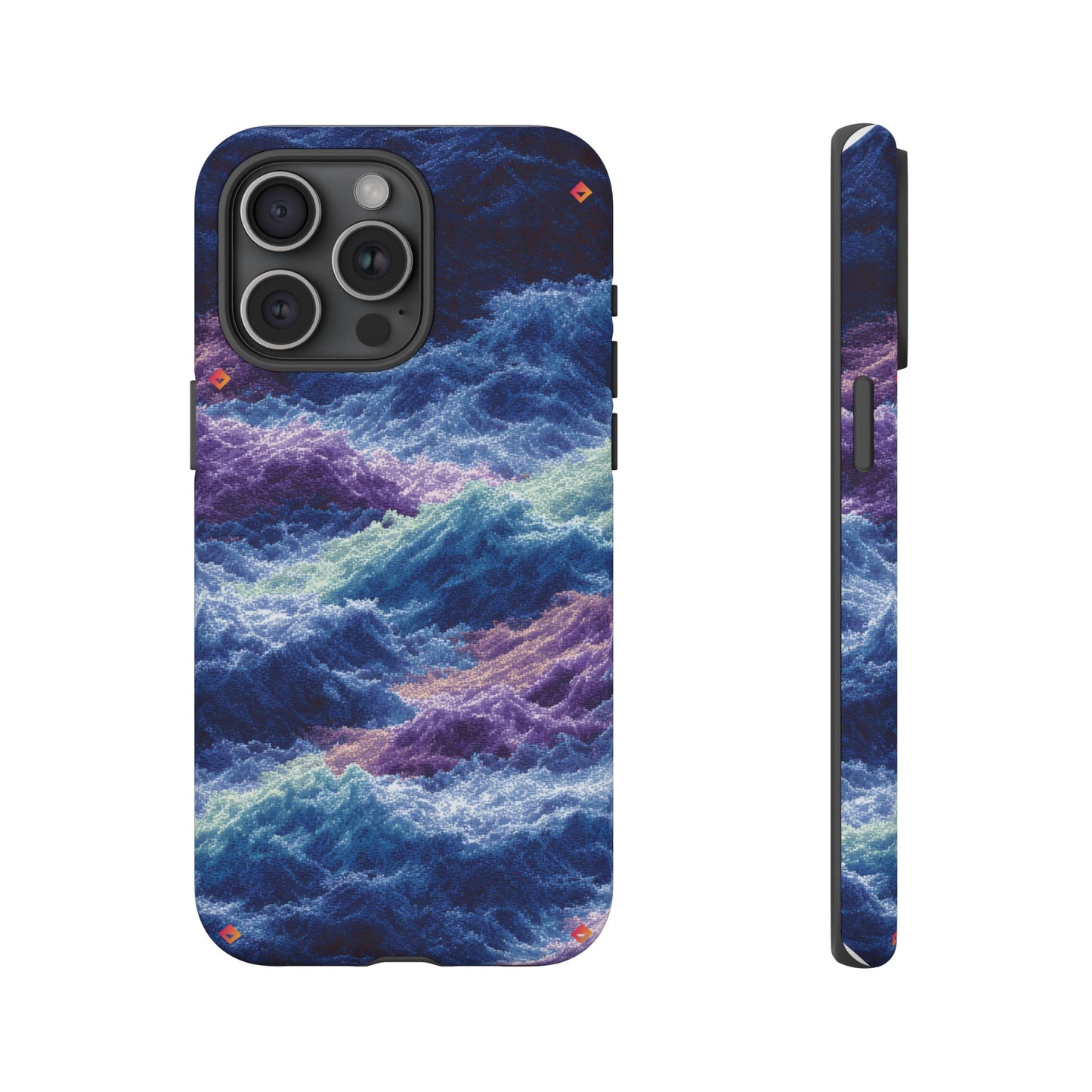 iPhone 17 Tough Case - Stormy Ocean Wave Pattern - Blue & Purple Water Design Protective Phone Cover for Sea Lovers