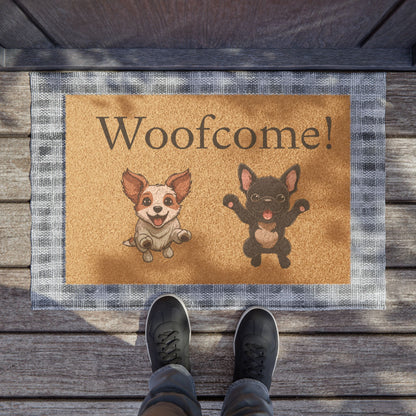 Doormat - Woofcome Funny Dogs Cute Puppies Spotted Dog Black Dog