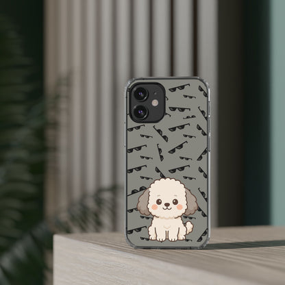 iPhone Case with Trendy Poodle and Sunglasses Pattern | Cute Kawaii Dog Design | Clear Protective Phone Cover