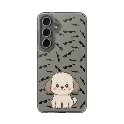iPhone Case with Trendy Poodle and Sunglasses Pattern | Cute Kawaii Dog Design | Clear Protective Phone Cover