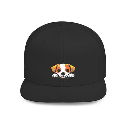 Snapback Cap, Puppy Peek Embroidered Dog Hat, Cute Pet Lover Baseball Cap, Adjustable Streetwear Hat, Gift for Dog Lovers