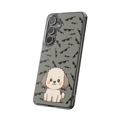 iPhone Case with Trendy Poodle and Sunglasses Pattern | Cute Kawaii Dog Design | Clear Protective Phone Cover