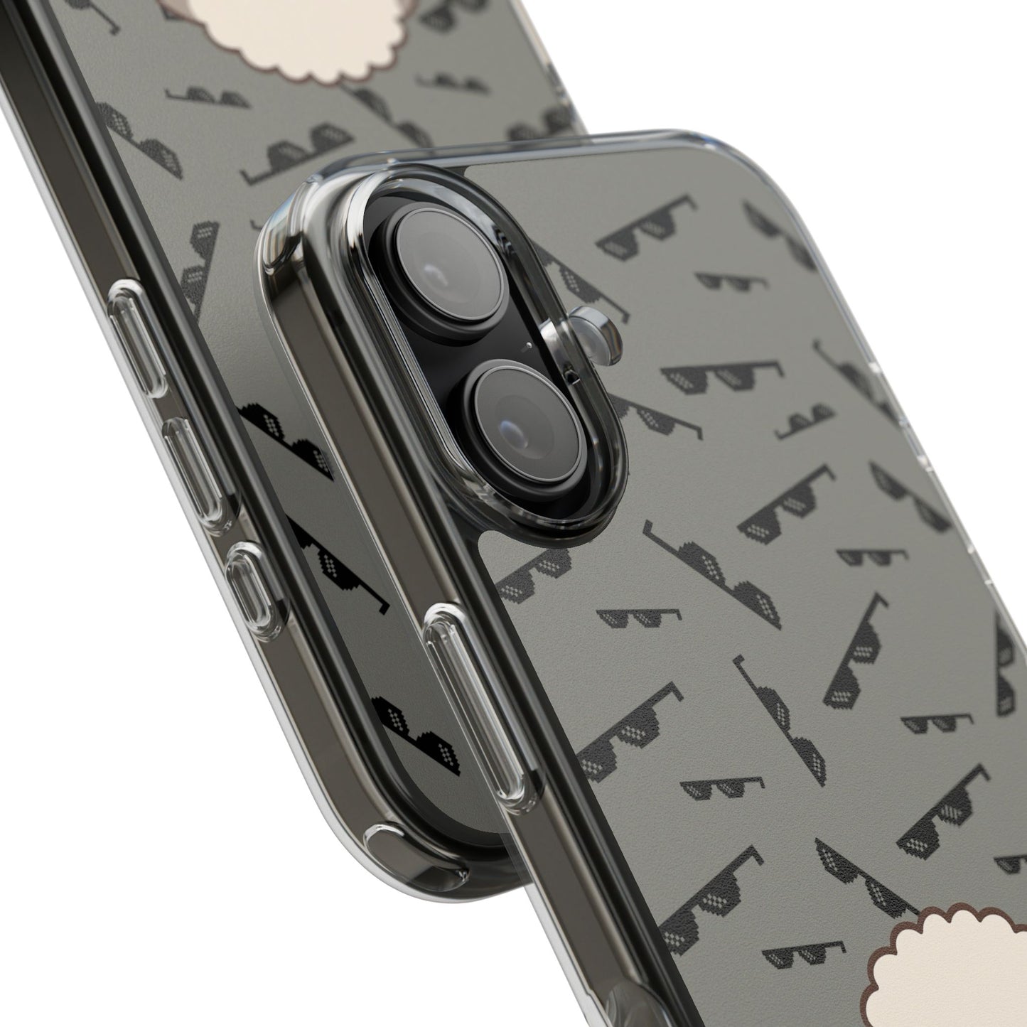 iPhone Case with Trendy Poodle and Sunglasses Pattern | Cute Kawaii Dog Design | Clear Protective Phone Cover
