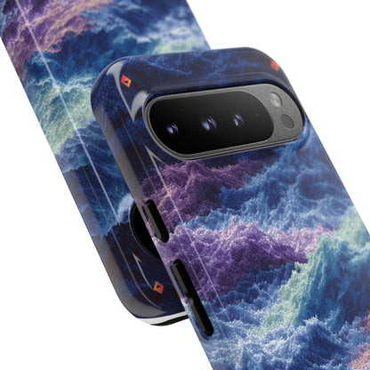 iPhone 17 Tough Case - Stormy Ocean Wave Pattern - Blue & Purple Water Design Protective Phone Cover for Sea Lovers