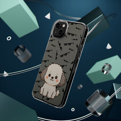 iPhone Case with Trendy Poodle and Sunglasses Pattern | Cute Kawaii Dog Design | Clear Protective Phone Cover