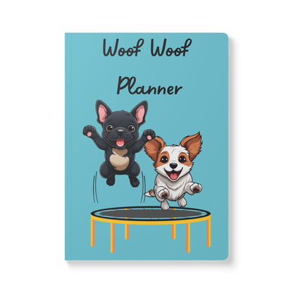 Woof Woof Dog Planner | Cute Softcover Journal with Calendars & Pet Pages | 100 - 200 Pages | Kawaii Puppy Organizer for Kids and Adults