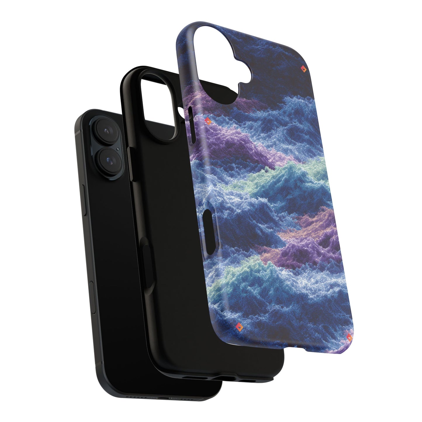 iPhone 17 Tough Case - Stormy Ocean Wave Pattern - Blue & Purple Water Design Protective Phone Cover for Sea Lovers
