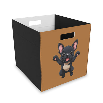 Frenchie Fun Storage Box - Felt Organizer for Home or Office
