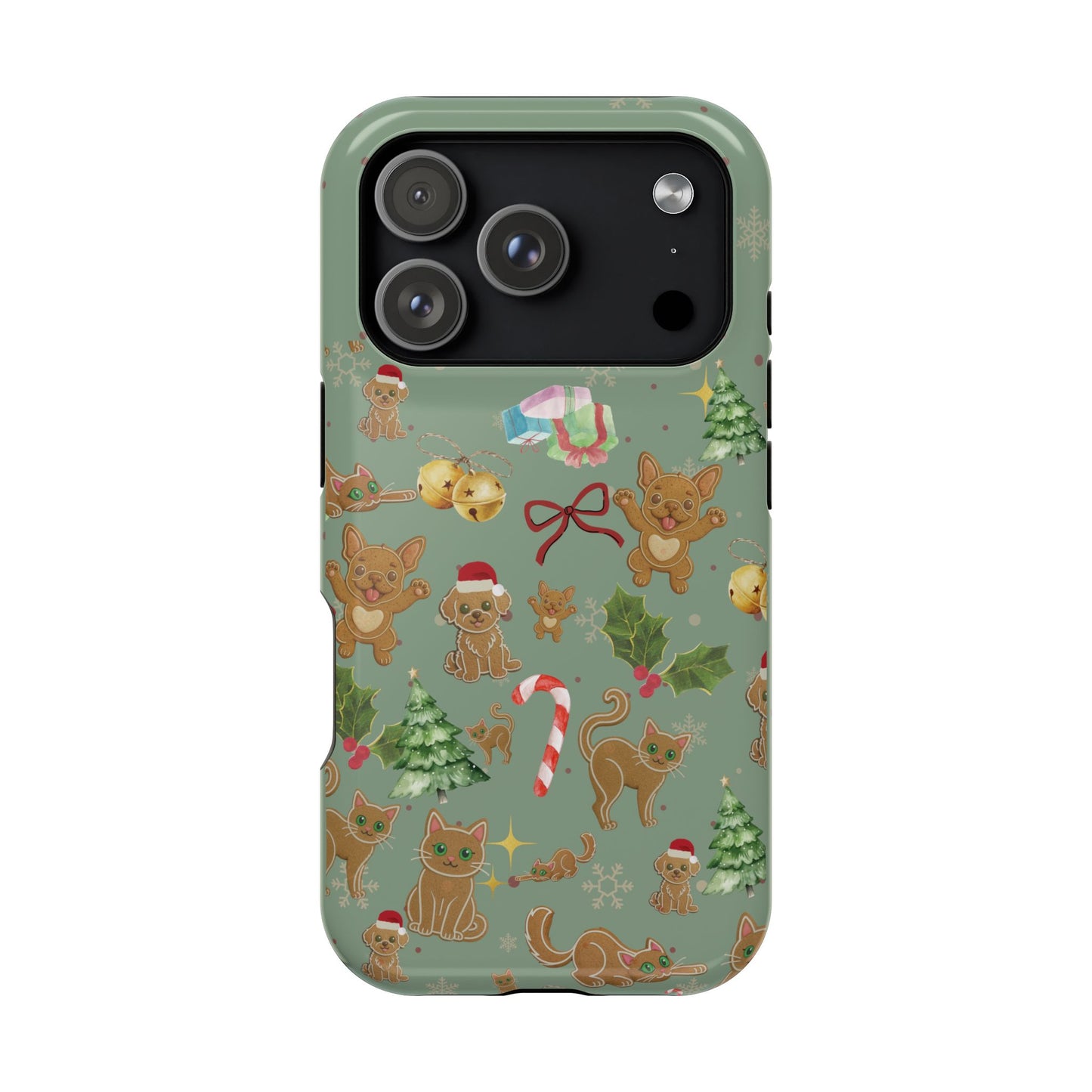 iPhone 17 Tough Case - Christmas Gingerbread Cookie & Candy Cane Pattern - Festive Holiday Protective Phone Cover for Winter Cheer