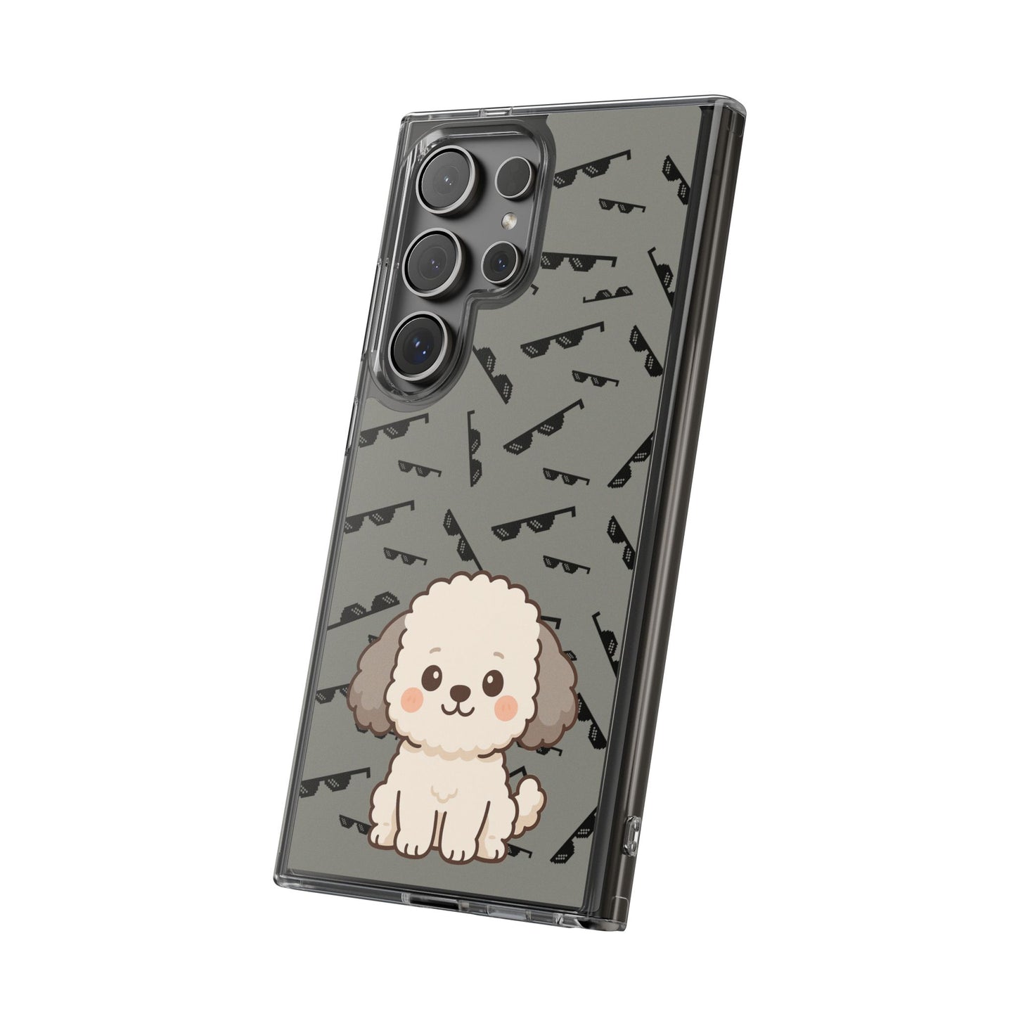iPhone Case with Trendy Poodle and Sunglasses Pattern | Cute Kawaii Dog Design | Clear Protective Phone Cover