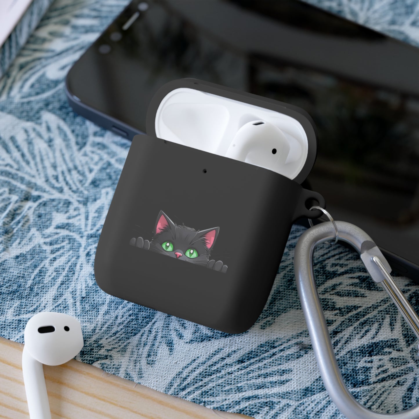 AirPods and AirPods Pro Case Cover - MEOW Cute Green Eyed Cat