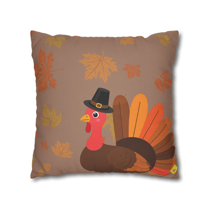 Thanksgiving Pillow Cover - Bear, Owl & Turkey Design - Double-Sided Fall Throw Pillow Case