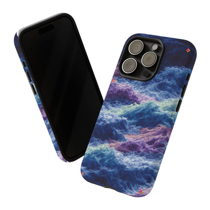 iPhone 17 Tough Case - Stormy Ocean Wave Pattern - Blue & Purple Water Design Protective Phone Cover for Sea Lovers