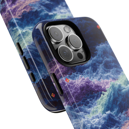 iPhone 17 Tough Case - Stormy Ocean Wave Pattern - Blue & Purple Water Design Protective Phone Cover for Sea Lovers