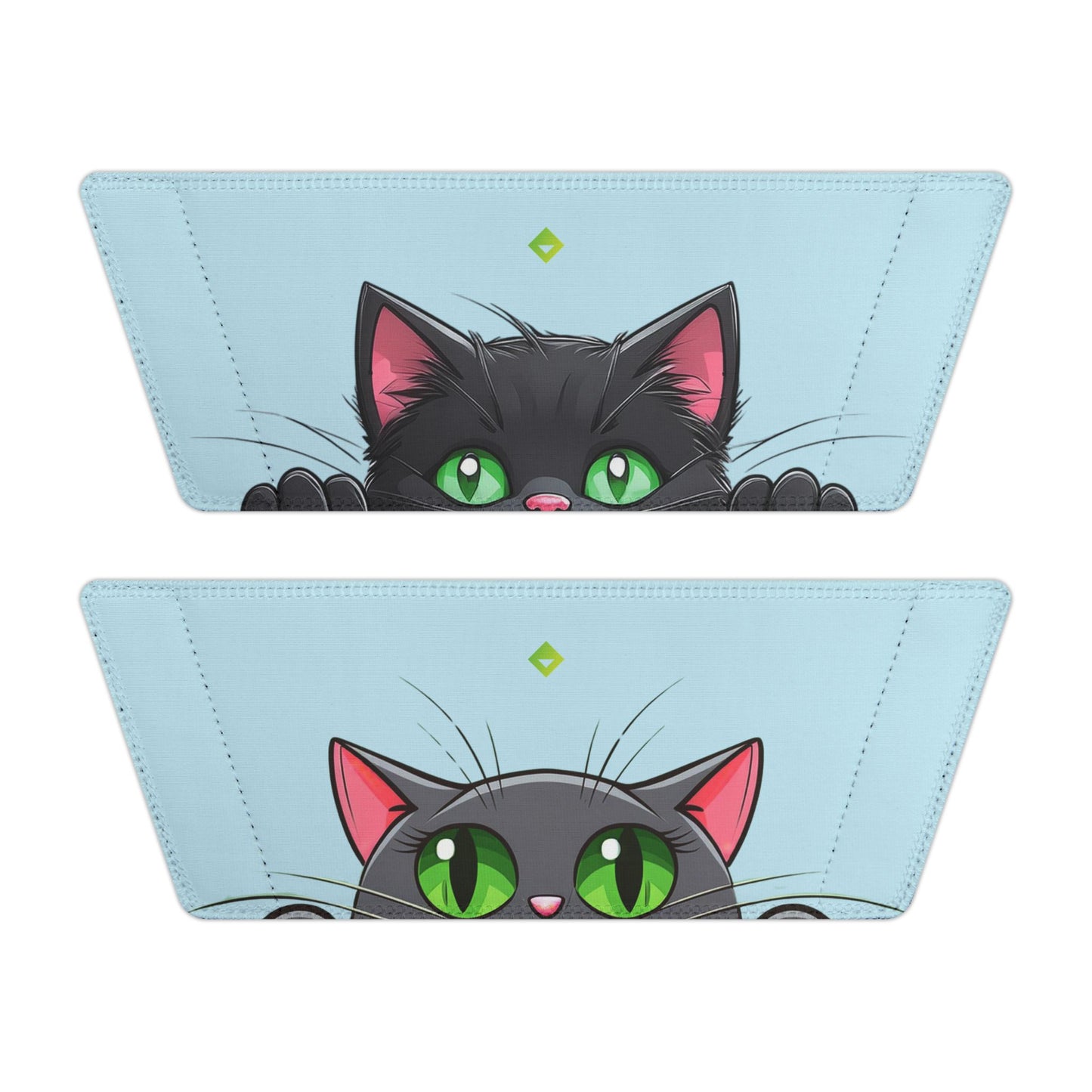 Kawaii Black Cat Sandals, Women's Summer Shoes, Baby Blue, Green-Eyed Cat Footwear, Removable-Strap Sandals