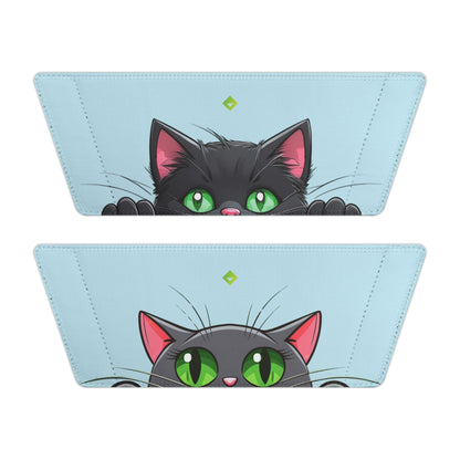 Kawaii Black Cat Sandals, Women's Summer Shoes, Baby Blue, Green-Eyed Cat Footwear, Removable-Strap Sandals