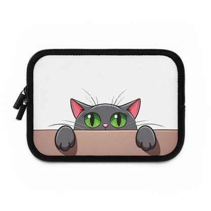 Peek-a-Meow Protection | Cute Gray Cat Laptop Sleeve for Work & Play
