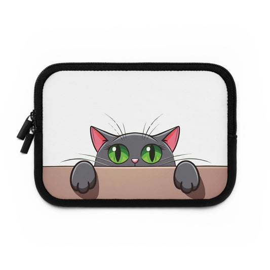 Peek-a-Meow Protection | Cute Gray Cat Laptop Sleeve for Work & Play