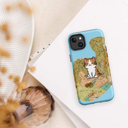iPhone® Tough Case – MagSafe® Compatible – Pawsport Travel Cat Design