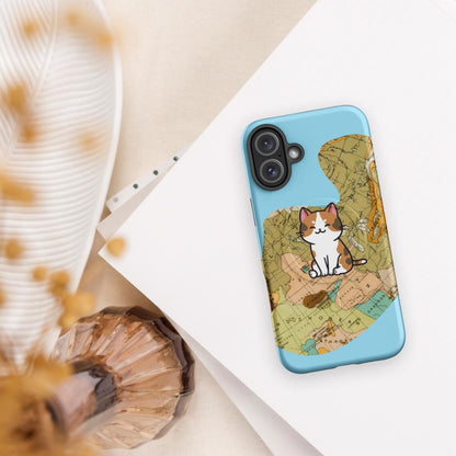 iPhone® Tough Case – MagSafe® Compatible – Pawsport Travel Cat Design