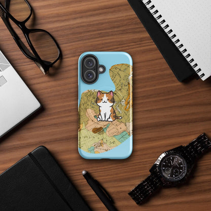 iPhone® Tough Case – MagSafe® Compatible – Pawsport Travel Cat Design
