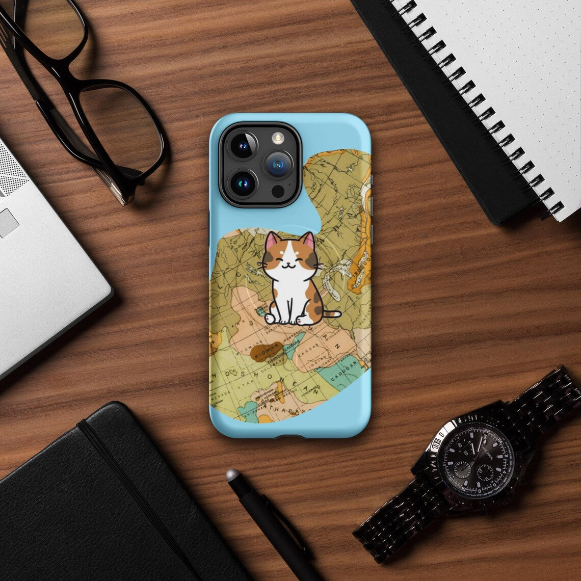 iPhone® Tough Case – MagSafe® Compatible – Pawsport Travel Cat Design