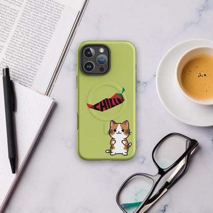 iPhone® Tough Case – MagSafe® Compatible – Chill Mode: Activated – Cat & Chili
