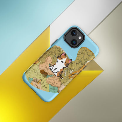 iPhone® Tough Case – MagSafe® Compatible – Pawsport Travel Cat Design