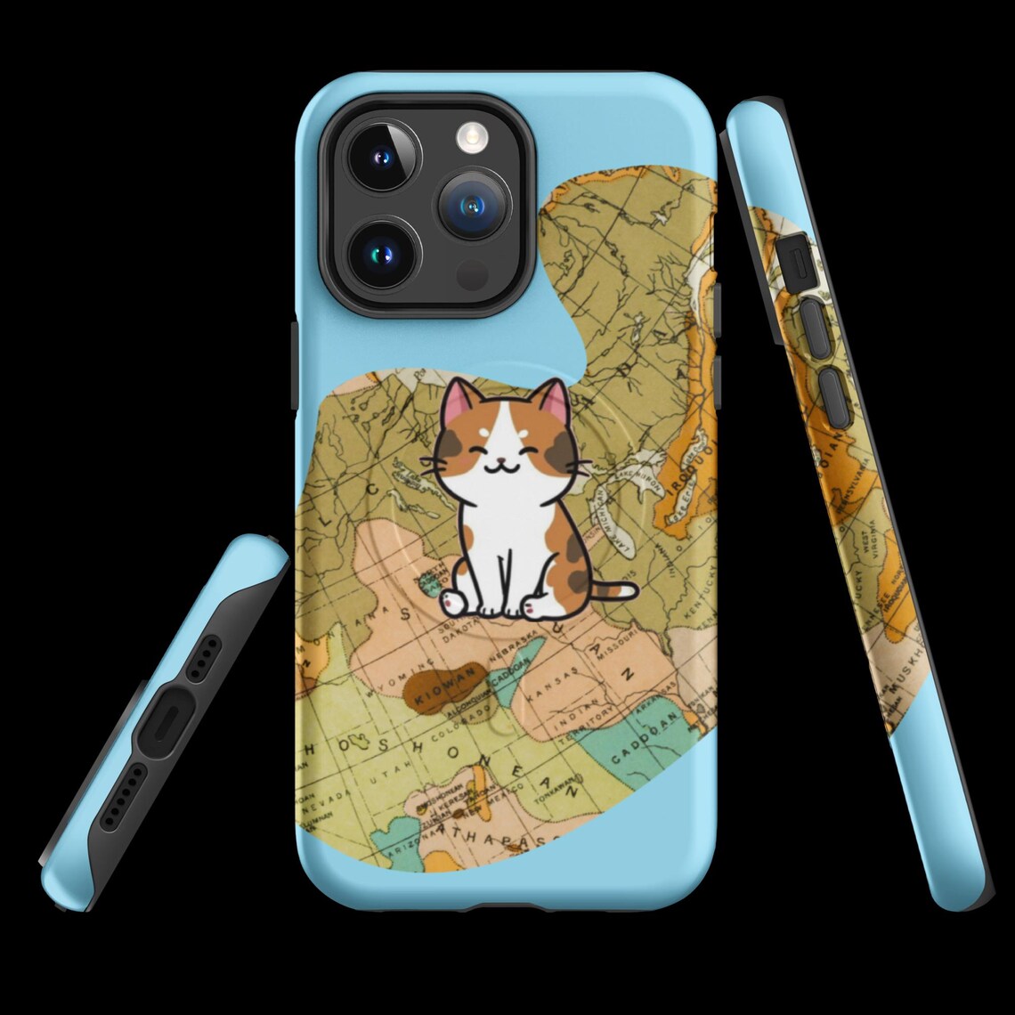 iPhone® Tough Case – MagSafe® Compatible – Pawsport Travel Cat Design