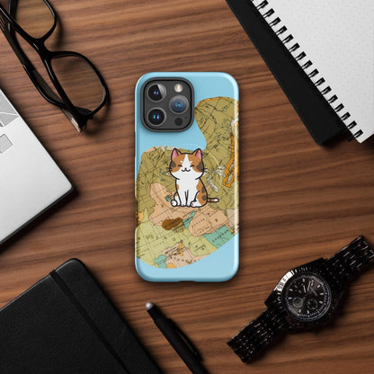 iPhone® Tough Case – MagSafe® Compatible – Pawsport Travel Cat Design