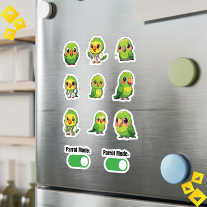 Green Parrot Kawaii Sticker Sheet