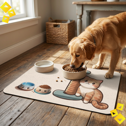 Orange Cat Feeding Mat Pad