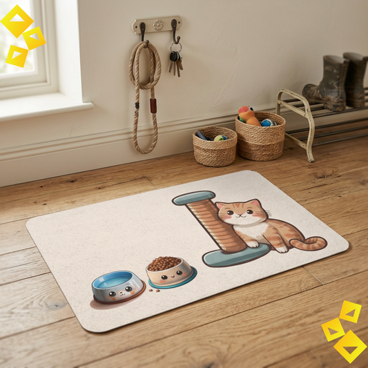 Orange Cat Feeding Mat Pad