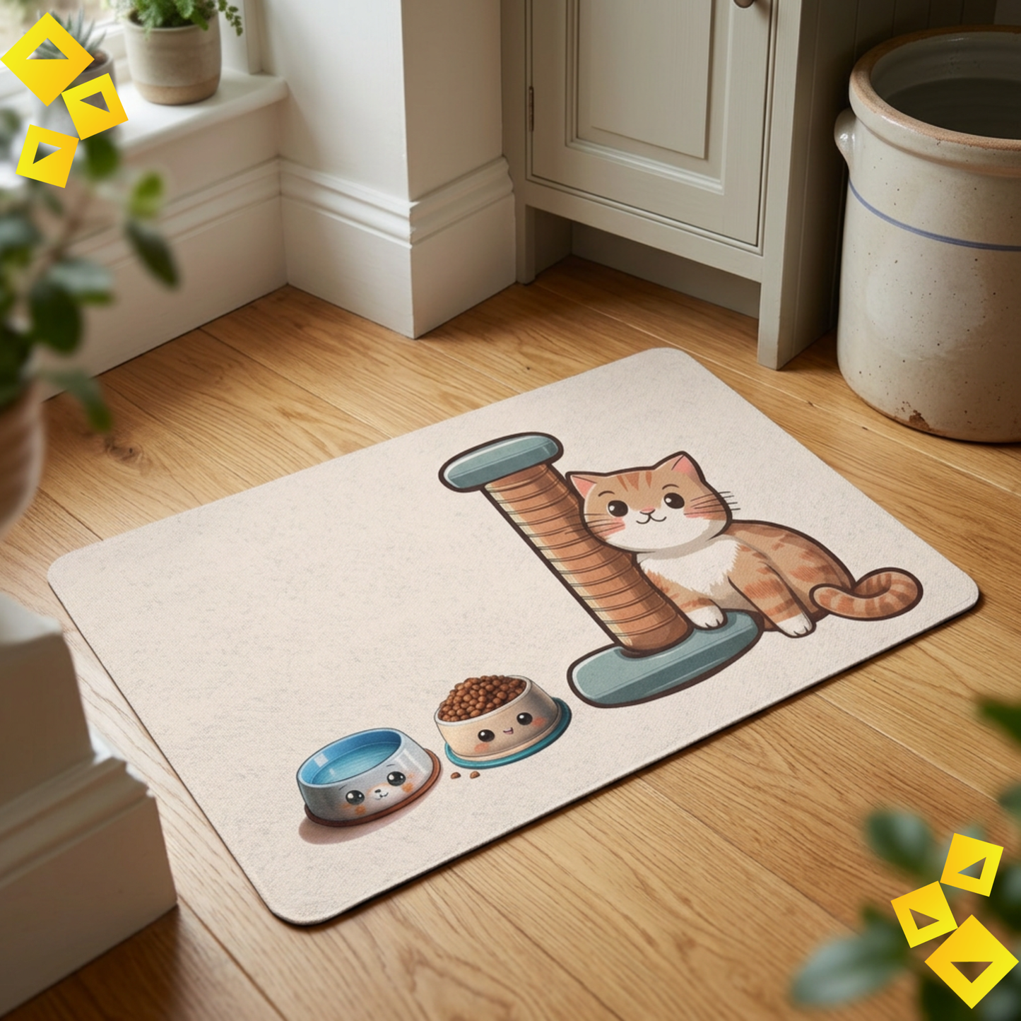 Orange Cat Feeding Mat Pad