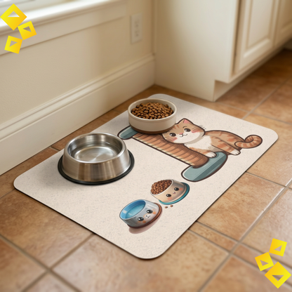 Orange Cat Feeding Mat Pad