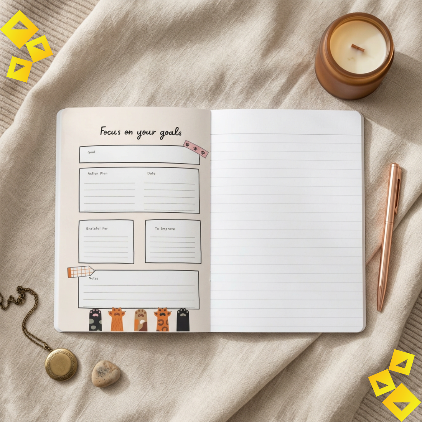 Cute Colorful Cat Illustration Journal