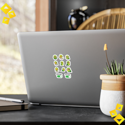 Green Parrot Kawaii Sticker Sheet