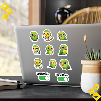 Green Parrot Kawaii Sticker Sheet