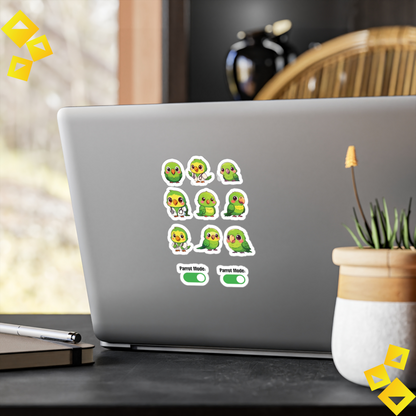 Green Parrot Kawaii Sticker Sheet