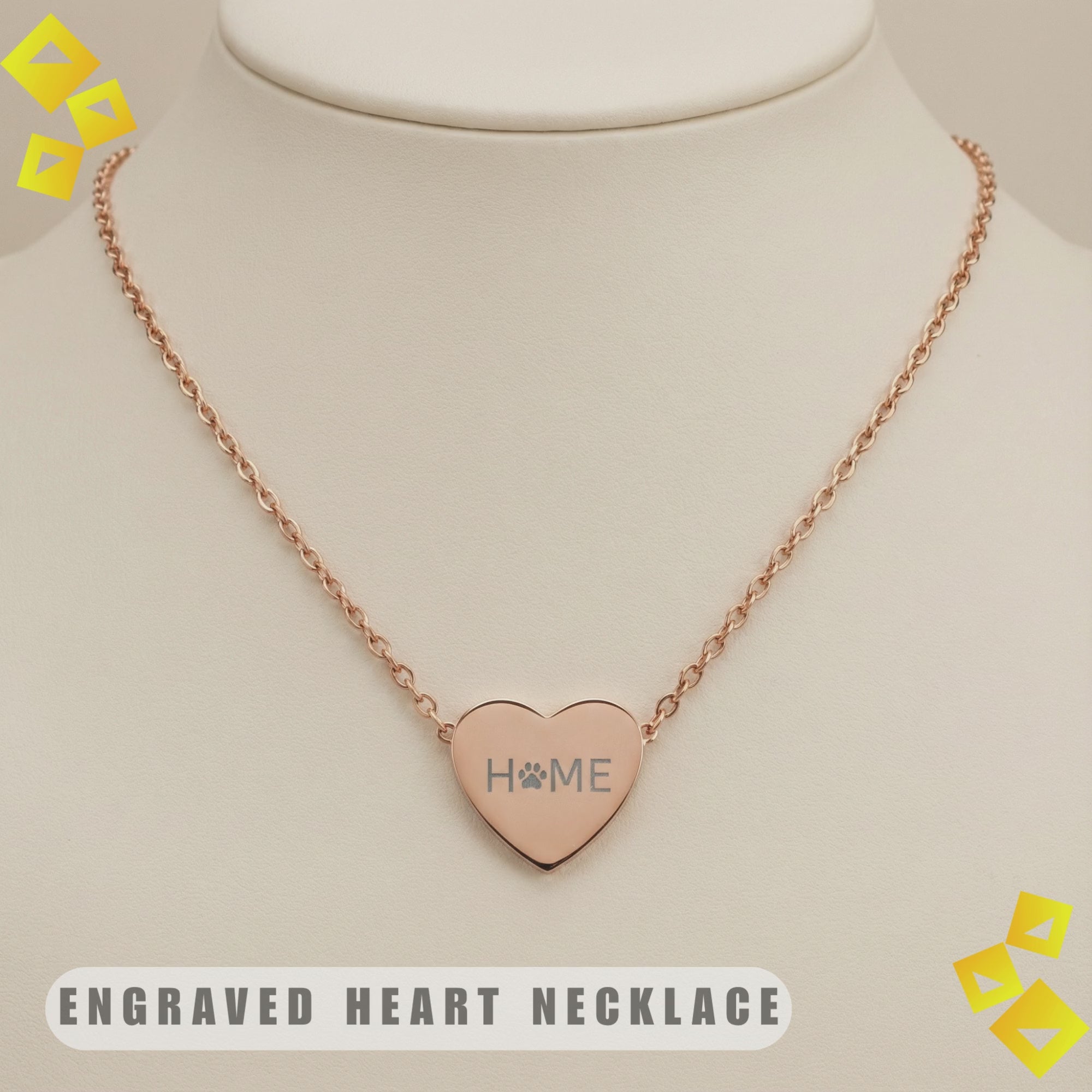 Heart Paw Necklace - Home Is Where the Paw Is - Pet Lover Jewelry - Engraved Heart Necklace for Animal Lovers