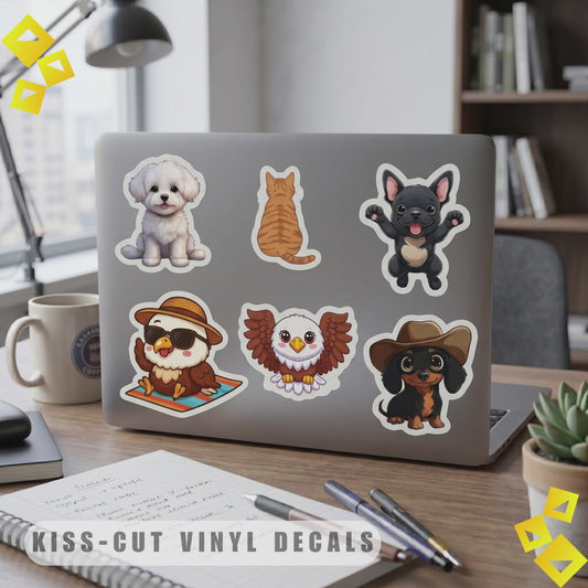 Kiss Cut Sticker Sheet, Cute Animal Mix Dogs Cats Birds Design, Kawaii Pet Vinyl Decals, Planner Laptop Decor, Gift for Animal Lovers