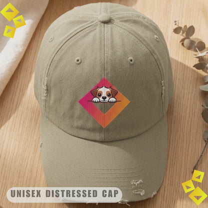 Distressed Cap, Spotted Dog Vintage Style Hat, Unisex Baseball Cap, Casual Pet Lover Accessory, Gift for Dog Lovers Everyday Wear