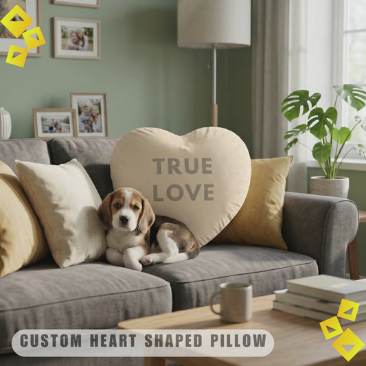 Custom Shaped Pillow - Personalized Heart Pillow - TRUE LOVE Cushion - Custom Design Pillow for Home Decor & Gift