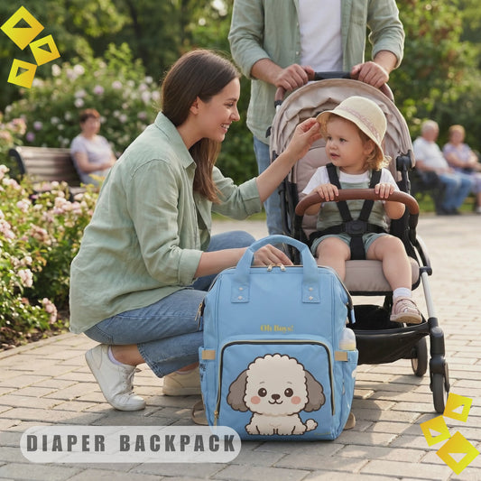 Diaper Bag, Baby and Dog Essentials Organizer, Stylish Pet Parent Backpack, Functional Travel Bag for New Moms Dads, Baby Shower Gift
