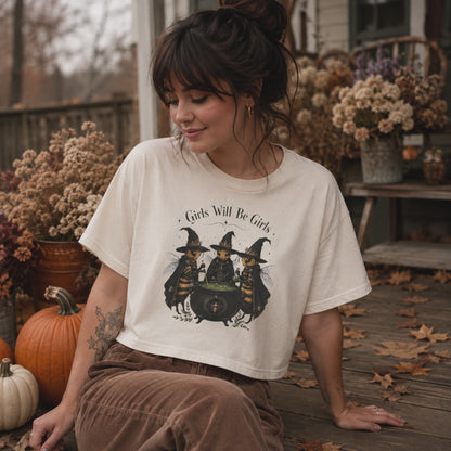 Girls Will Be Girls witch trio T-Shirt | Halloween Bee