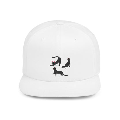 Snapback Hat Stretchy Black Cat Design – Fun Feline Print – Adjustable Cap – Gift for Cat Lovers – Everyday Streetwear
