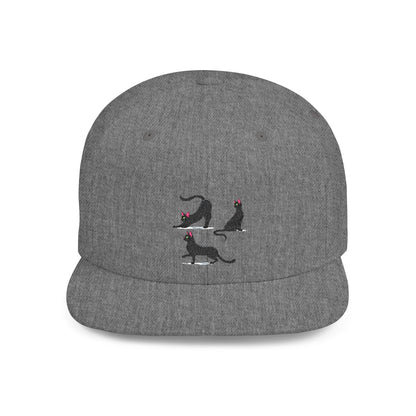 Snapback Hat Stretchy Black Cat Design – Fun Feline Print – Adjustable Cap – Gift for Cat Lovers – Everyday Streetwear