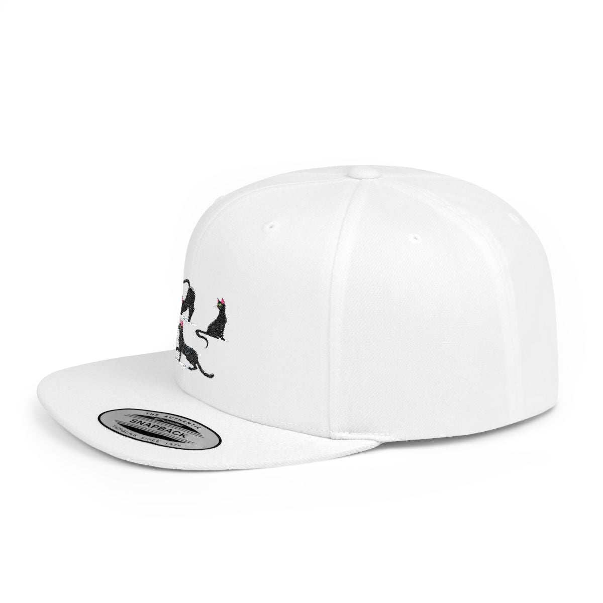 Snapback Hat Stretchy Black Cat Design – Fun Feline Print – Adjustable Cap – Gift for Cat Lovers – Everyday Streetwear